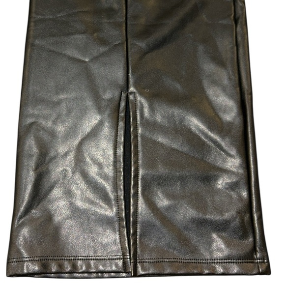 Abercrombie & Fitch Vegan Leather Split Hem Flare Leggings Black Size XXL - Picture 4 of 5